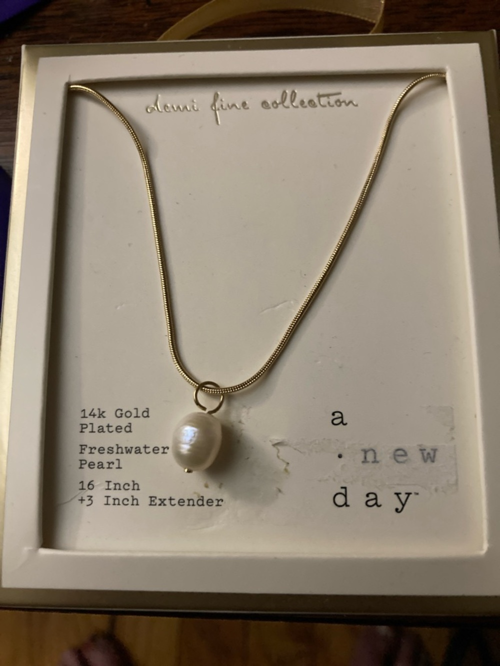 a new day Gold Pearl Pendant Necklace
